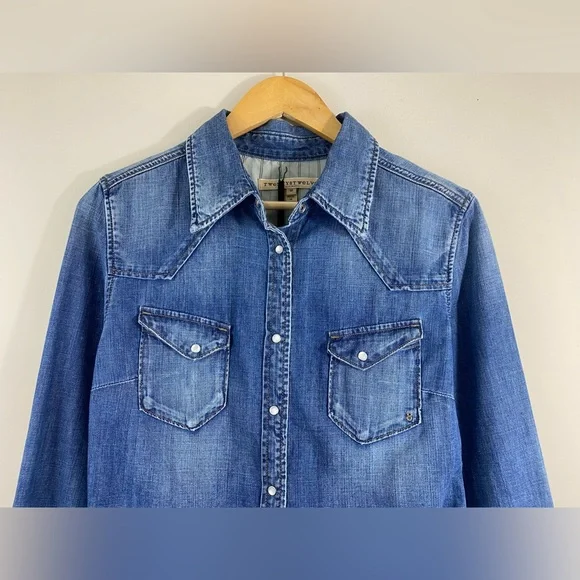 NWT Twenty8Twelve Denim Western Snap Button Shirt Women’s Size M Indigo Wash - Picture 4 of 11